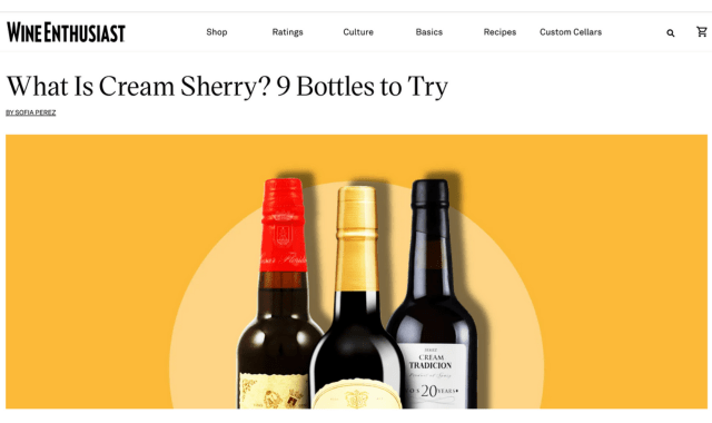 Wine Enthusiast Cream Sherry article